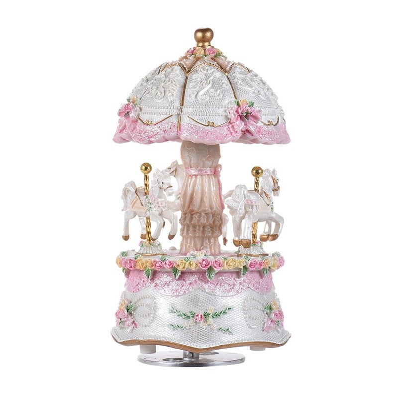 Musfunny Carousel Music Box, Wind Up Musical Boxes with Horses Color Change LED Luminous Light for Daughter Birthday Valentine Gift Castle in The Sky - Image 1